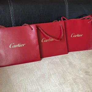 CARTIER Authentic Signature Red Shopper Bag
